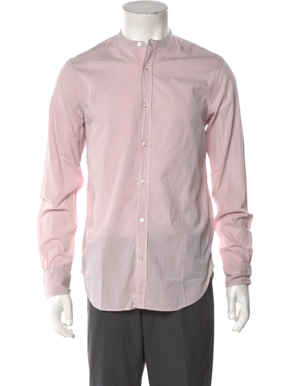 Officine Generale Pink Mandarin Collar Long Sleeve Shirt/19134